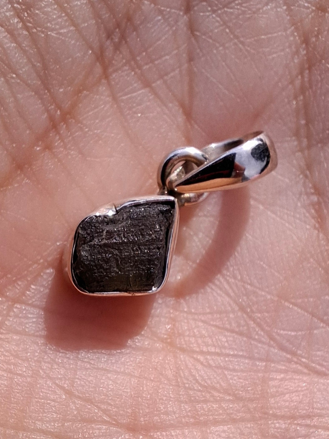 Moldavite Pendant, 925 Silver, Tektite (Ref: P60)
