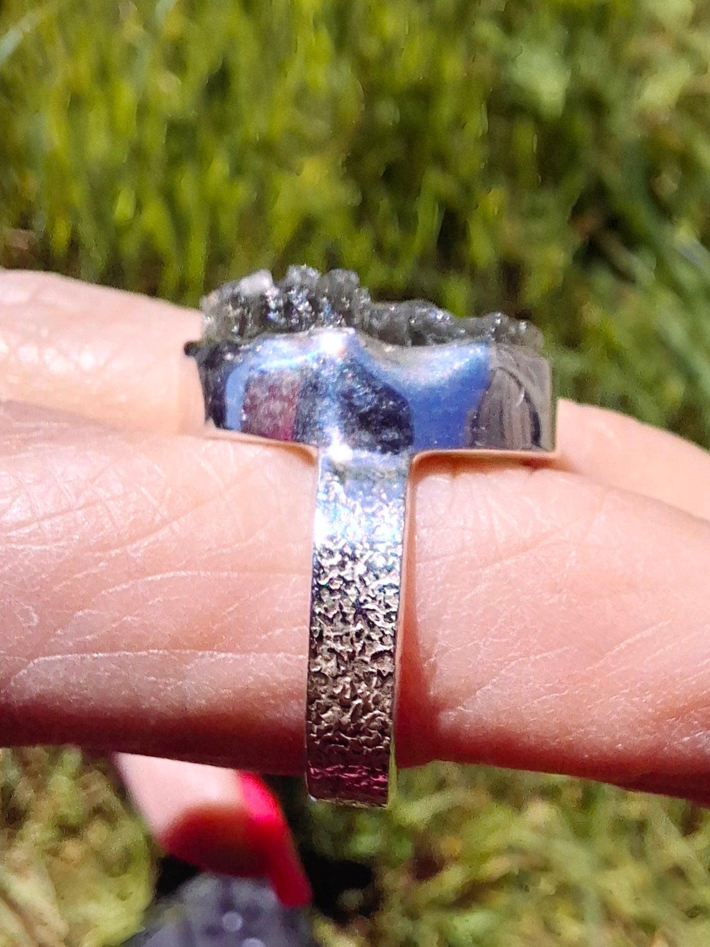 Moldavite Ring, size I, 925 Silver, Tektite (Ref: R295)