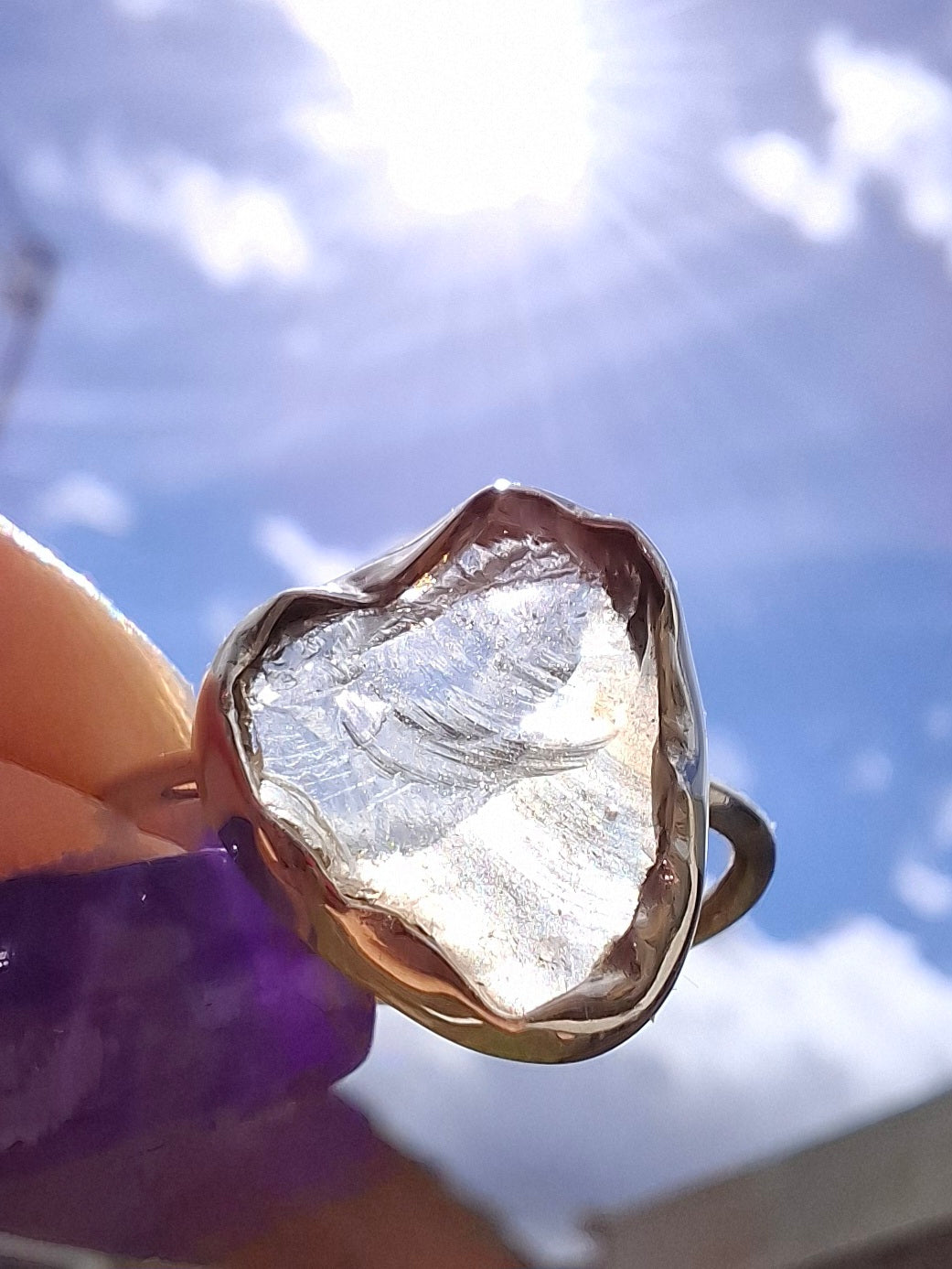 Libyan Desert Glass Ring, size large P, 925 Silver, Tektite (Ref: LR32)