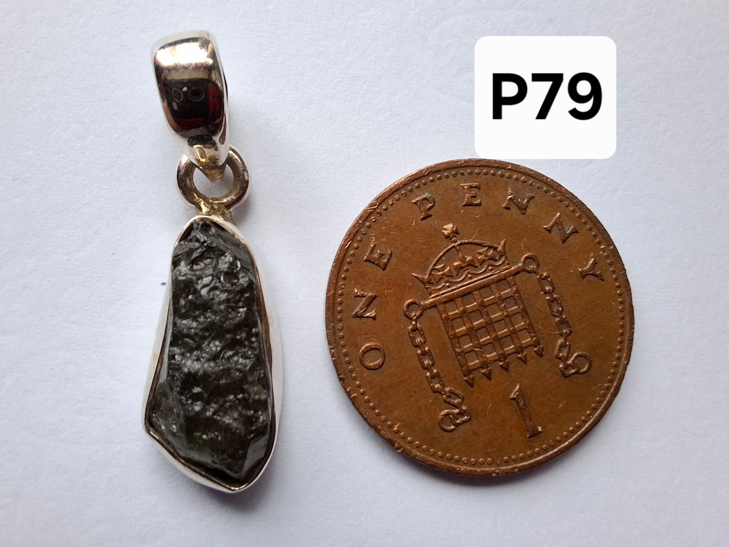 Moldavite Pendant, 925 Silver, Tektite (Ref: P79)