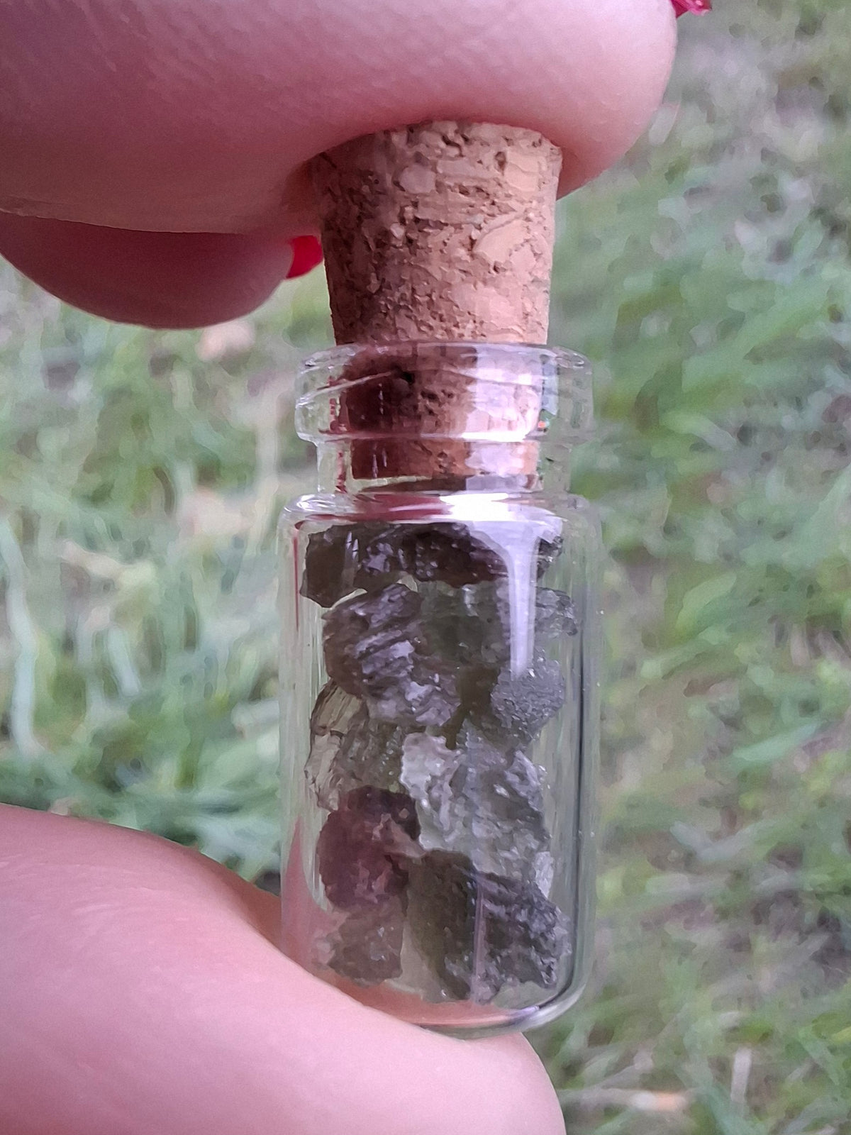 Moldavite Chips (1.00g) in 1ml Bottle, Tektite (Ref: B32)