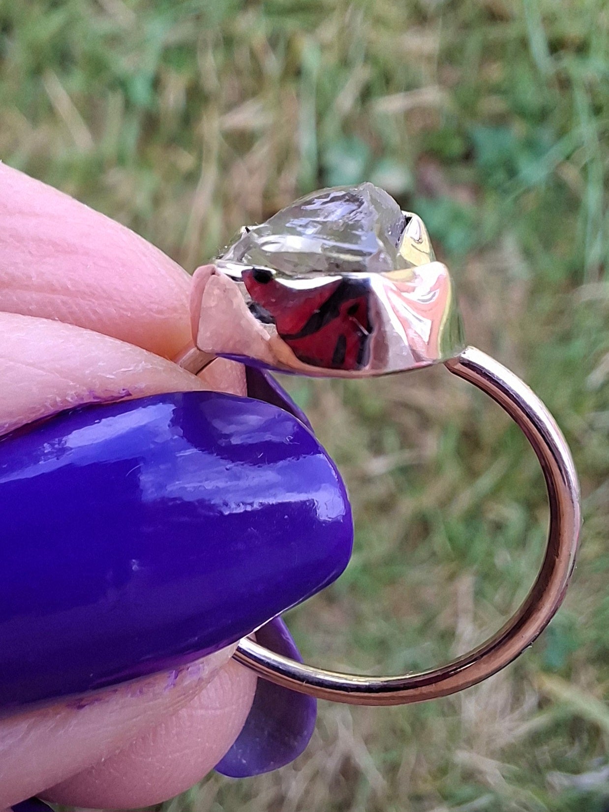 Libyan Desert Glass Ring, size large M, 925 Silver, Tektite (Ref: LR20)