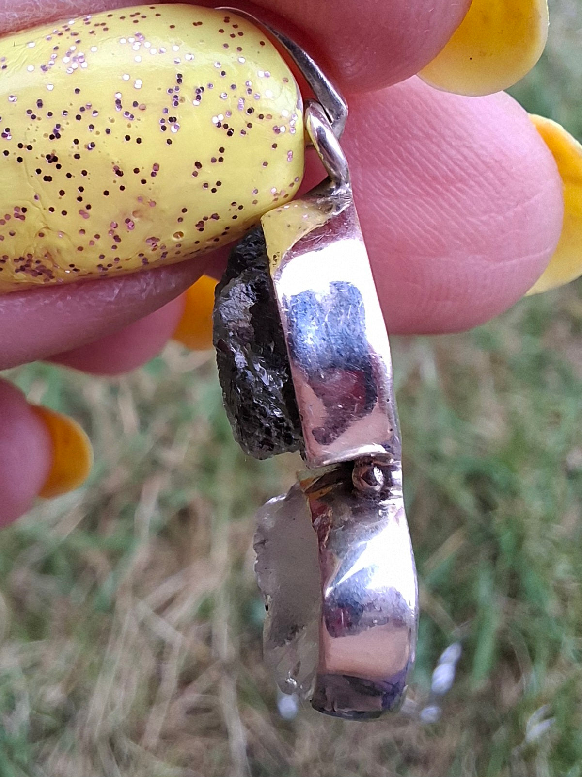 Moldavite & Libyan Desert Glass Pendant, 925 Silver, Tektite (Ref: MLP17)