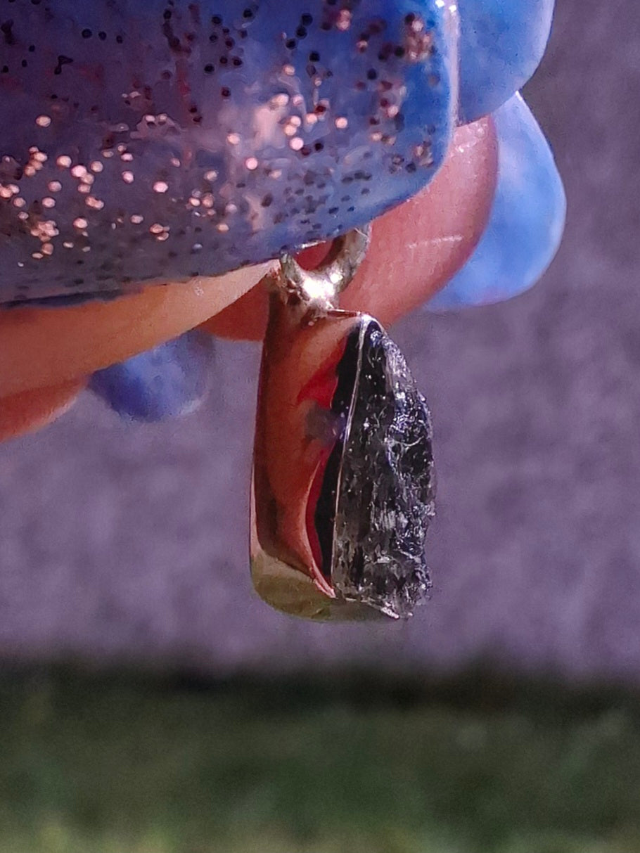 Moldavite Pendant, 925 Silver, Tektite (Ref: P32)