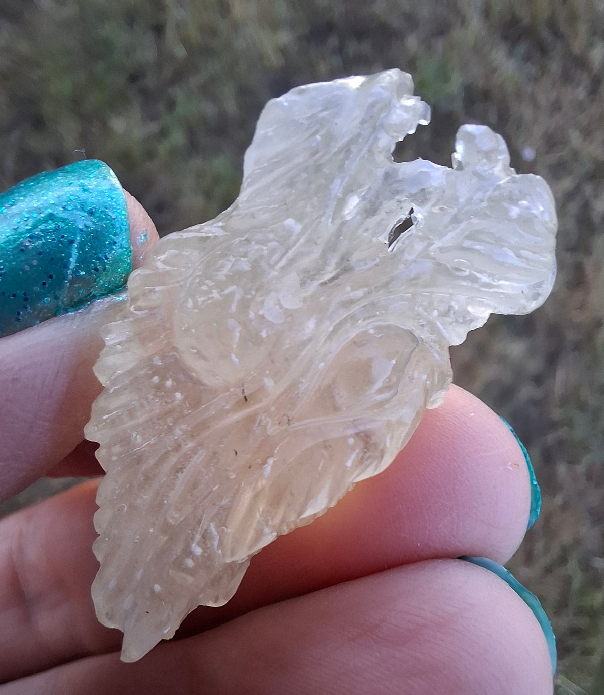Libyan Desert Glass DRAGON HEAD carving, 9.66g, Tektite (Ref: Dragon 3)