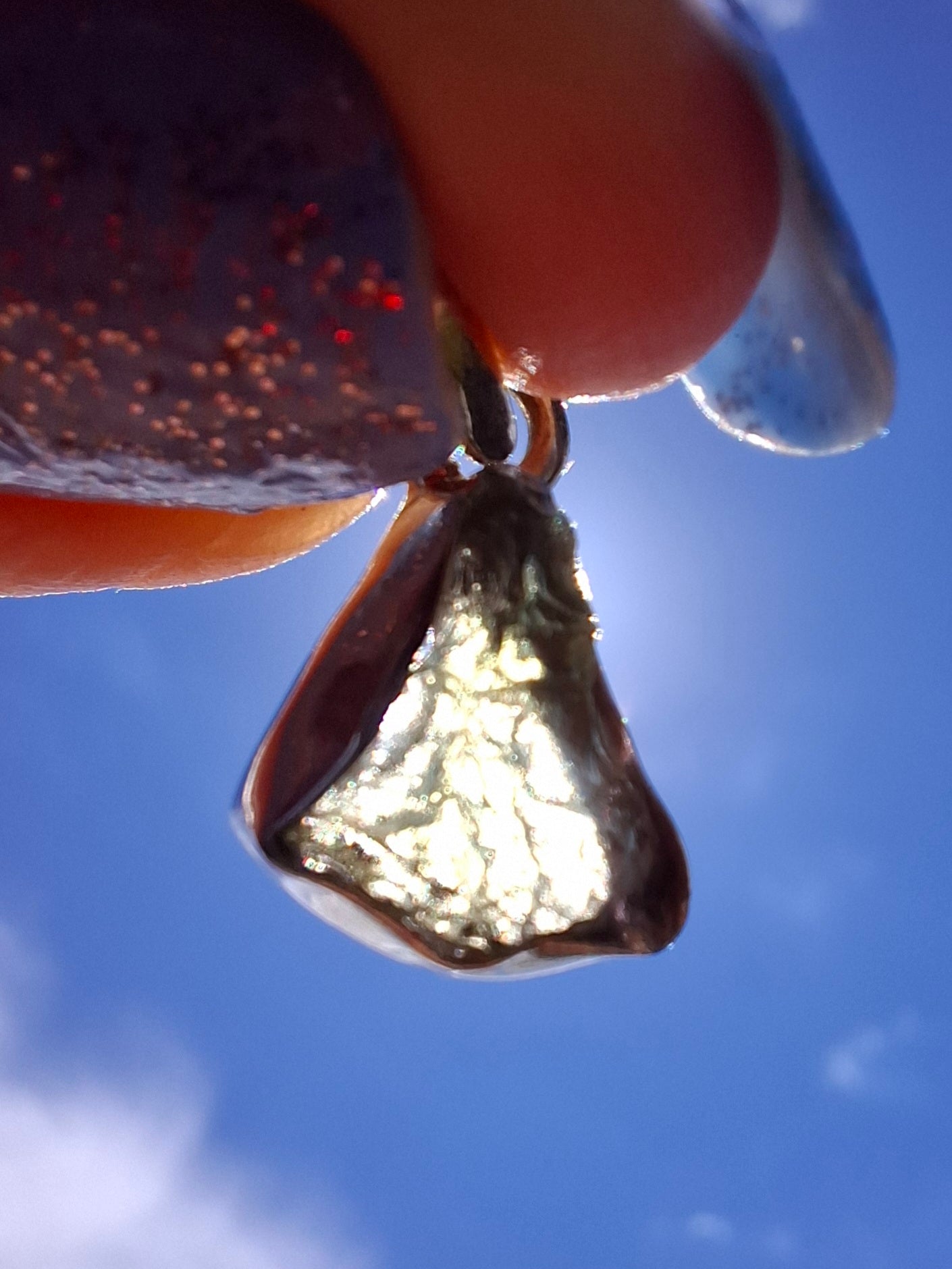 Moldavite Pendant, 925 Silver, Tektite (Ref: P74)