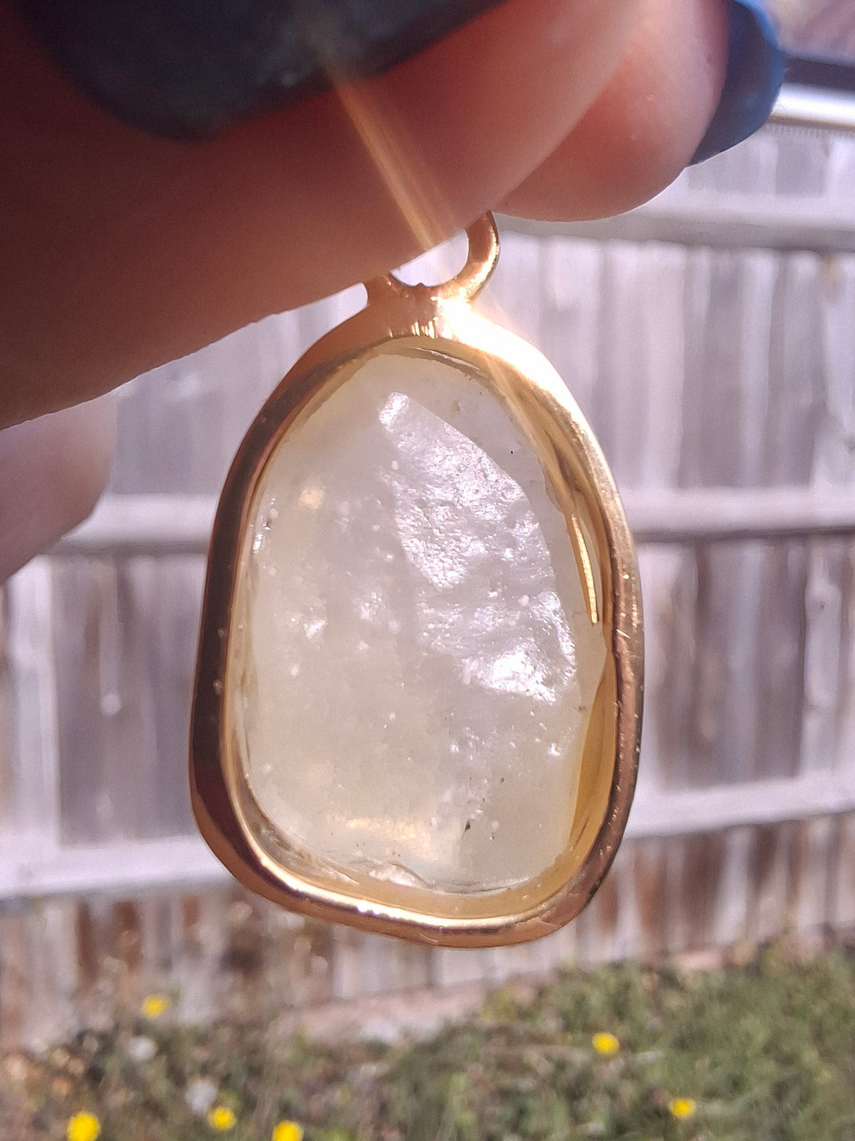 Libyan Desert Glass Pendant, 14K GOLD Plated, Tektite (Ref: LP123)