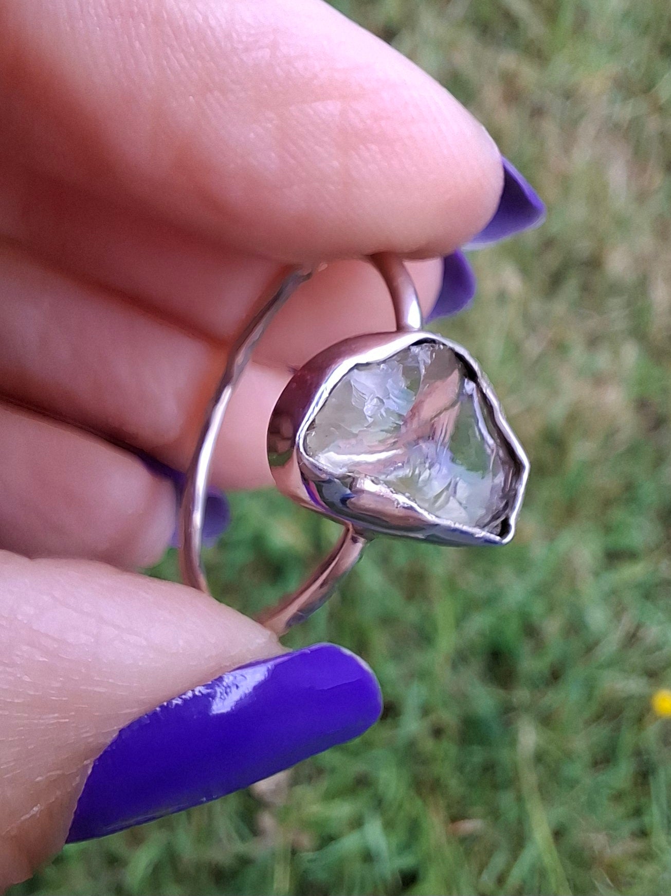 Libyan Desert Glass Ring, size large W, 925 Silver, Tektite (Ref: LR63)
