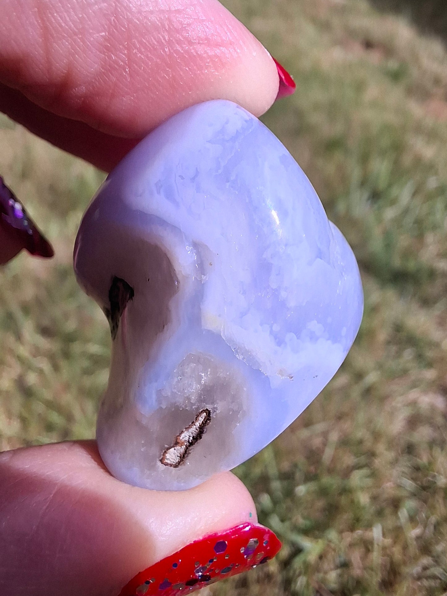 Blue Lace Agate, Tumble Stone, Crystal (Ref: T141)