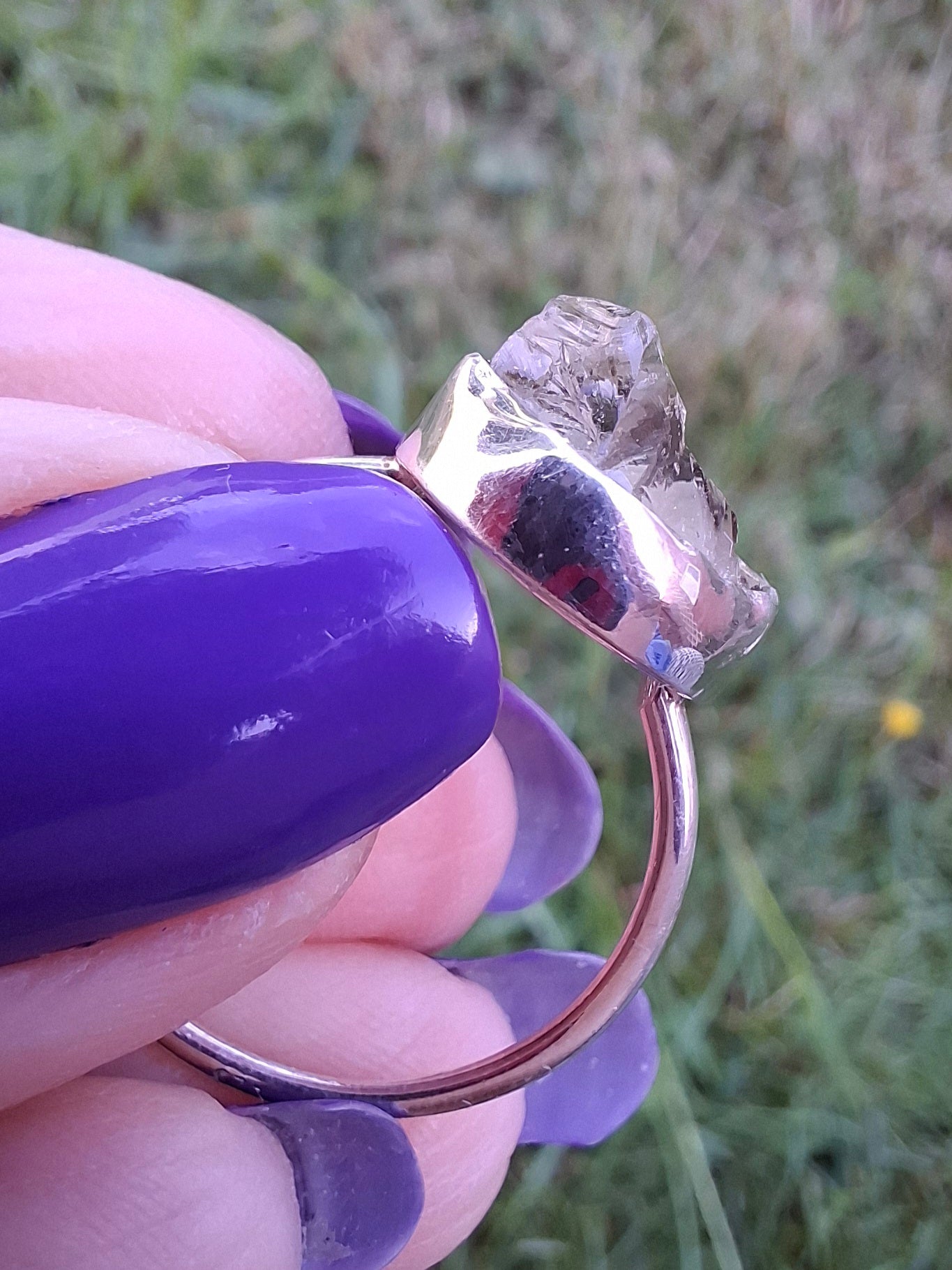 Libyan Desert Glass Ring, size large S/small T, 925 Silver, Tektite (Ref: LR47)