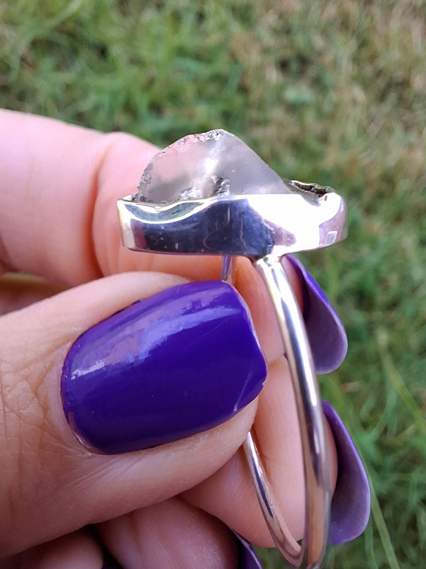 Libyan Desert Glass Ring, size large V, 925 Silver, Tektite (Ref: LR57)