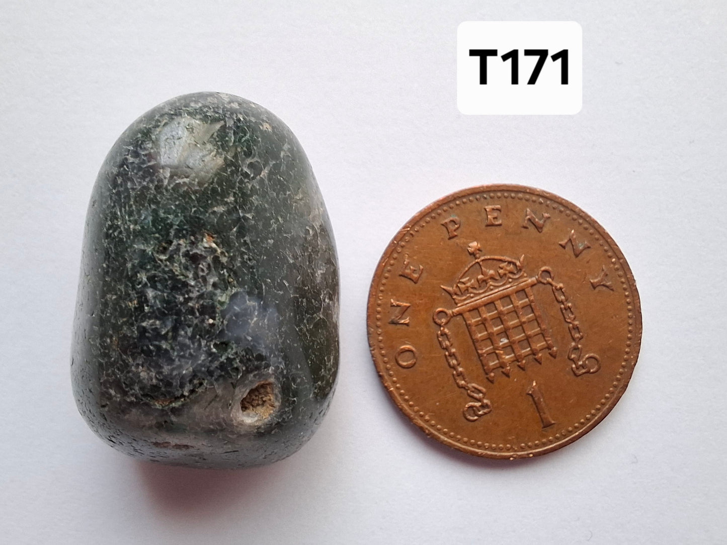 Green Moss Agate, Tumble Stone, Crystal (Ref: T171)