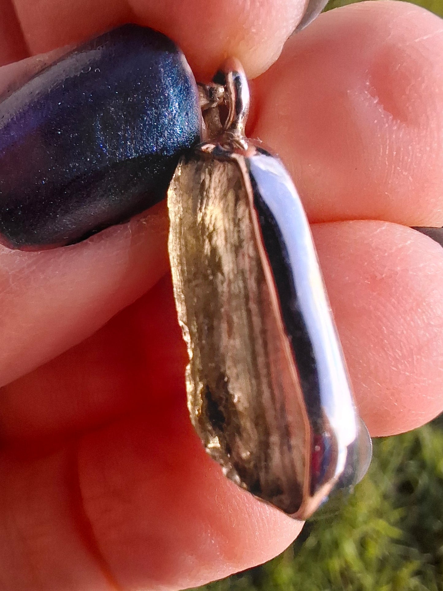 Moldavite Pendant, 925 Silver, Tektite (Ref: P11)