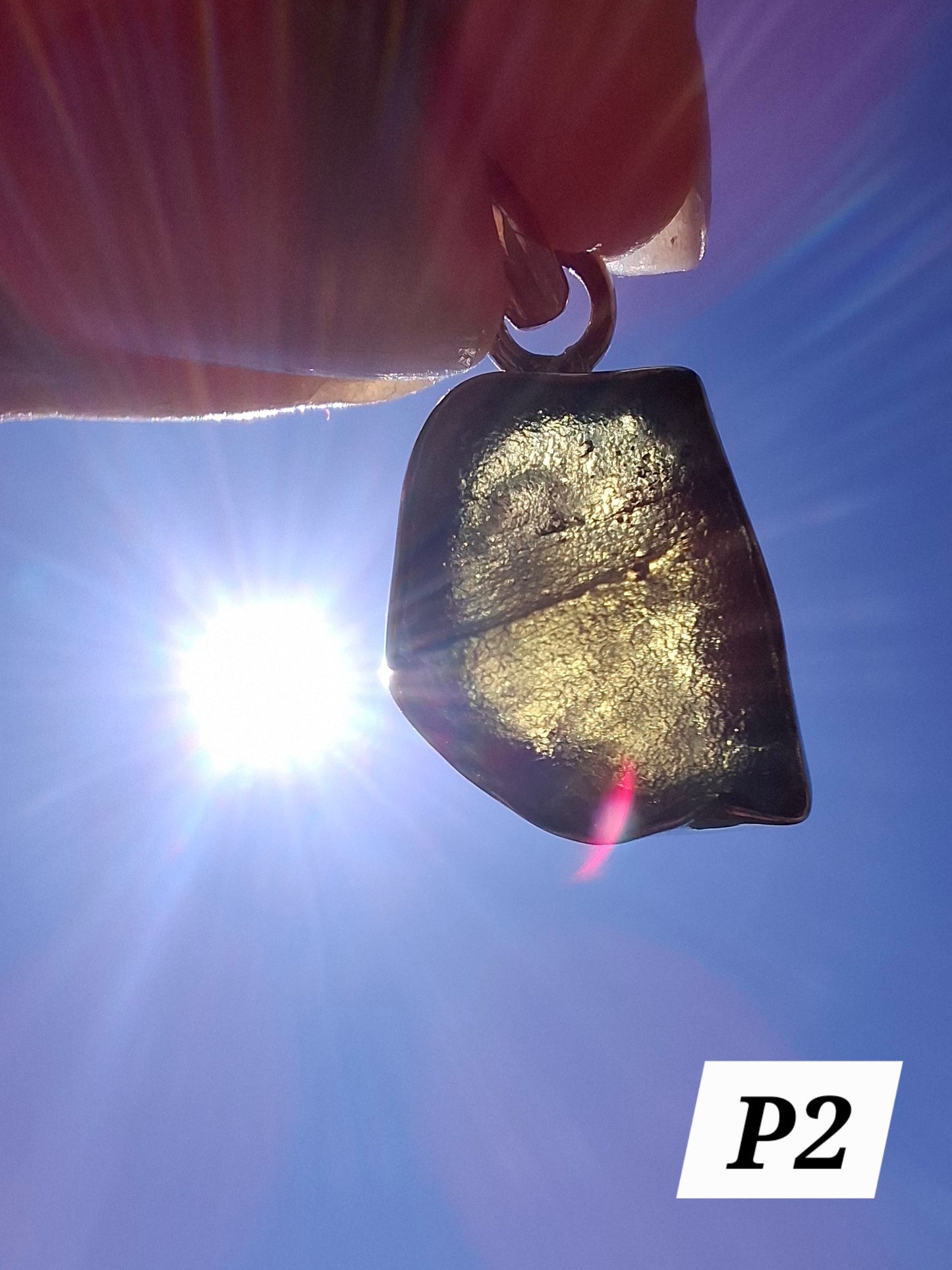 Moldavite Pendant, 925 Silver, Tektite (Ref: P2)