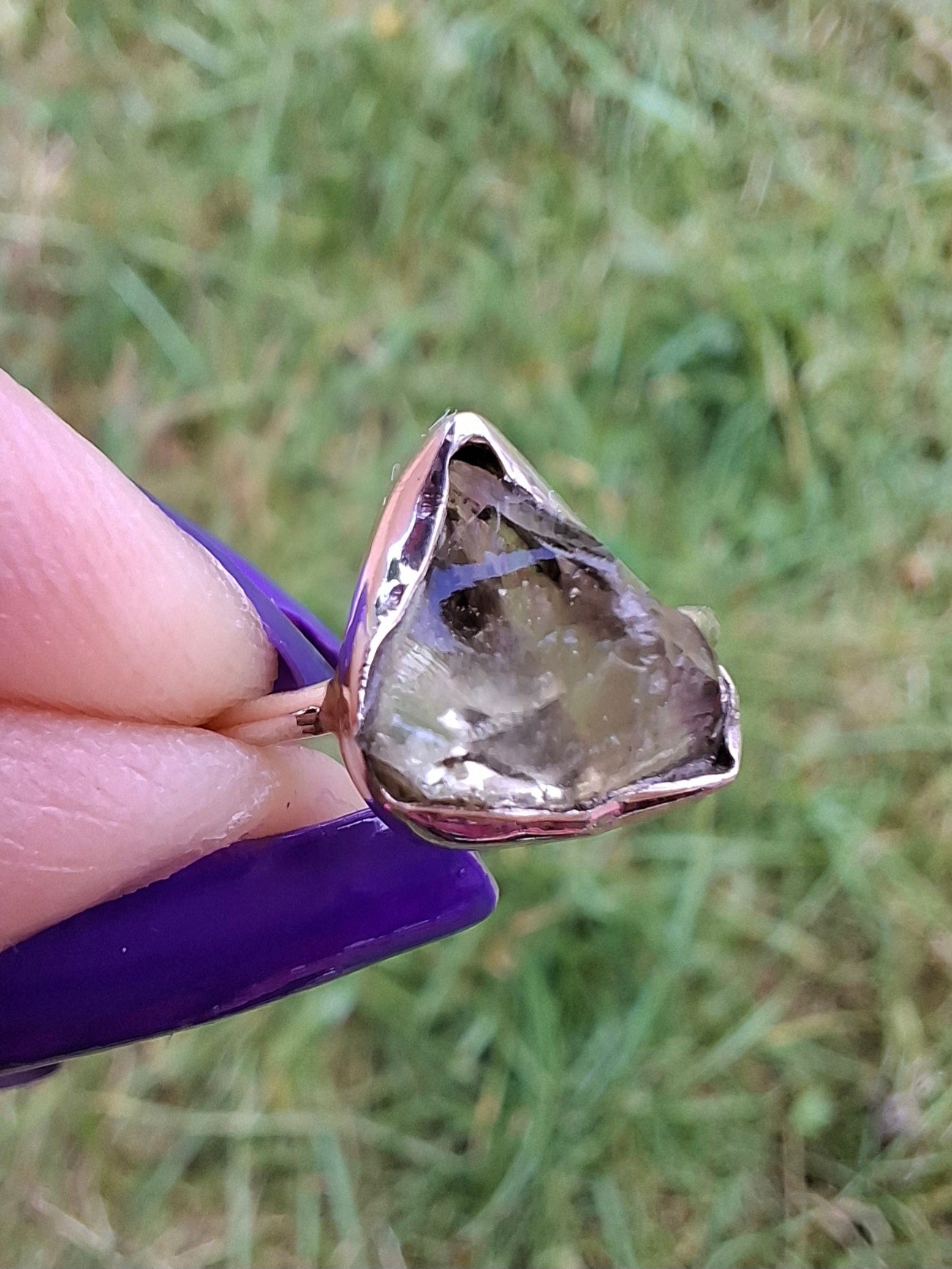 Libyan Desert Glass Ring, size large G, 925 Silver, Tektite (Ref: LR2)