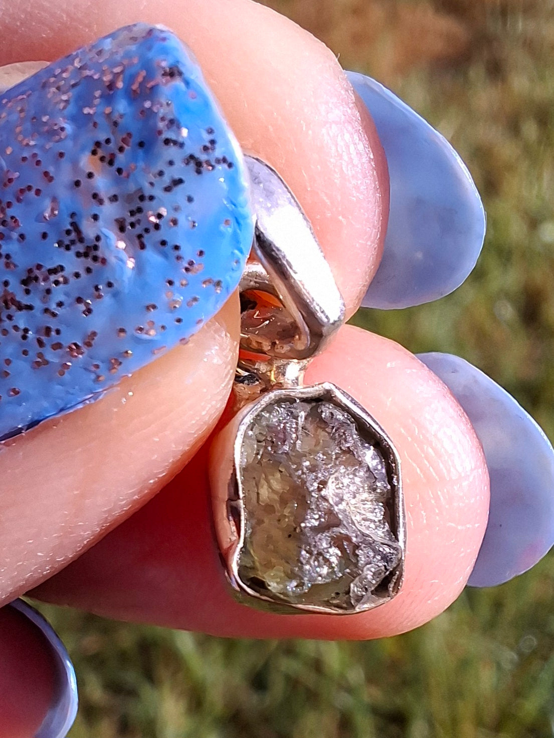 Moldavite Pendant, 925 Silver, Tektite (Ref: P49)