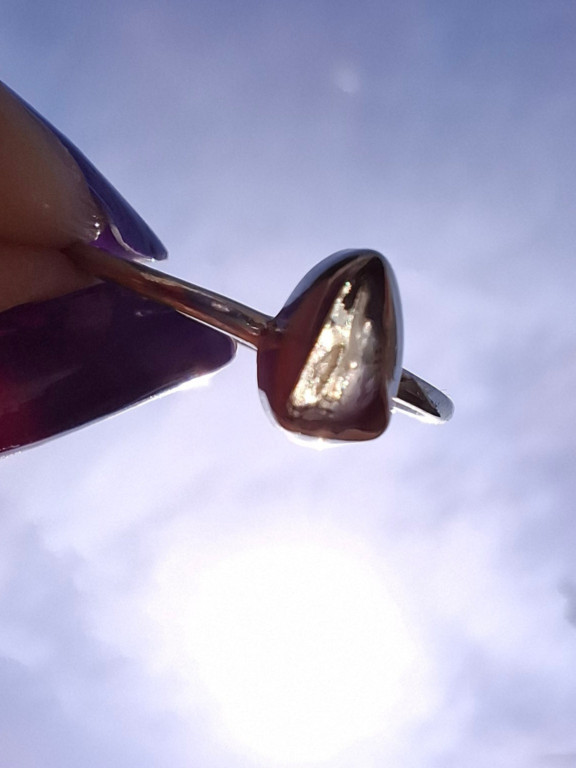 Moldavite Ring, size small L, 925 Silver, Tektite (Ref: R62)