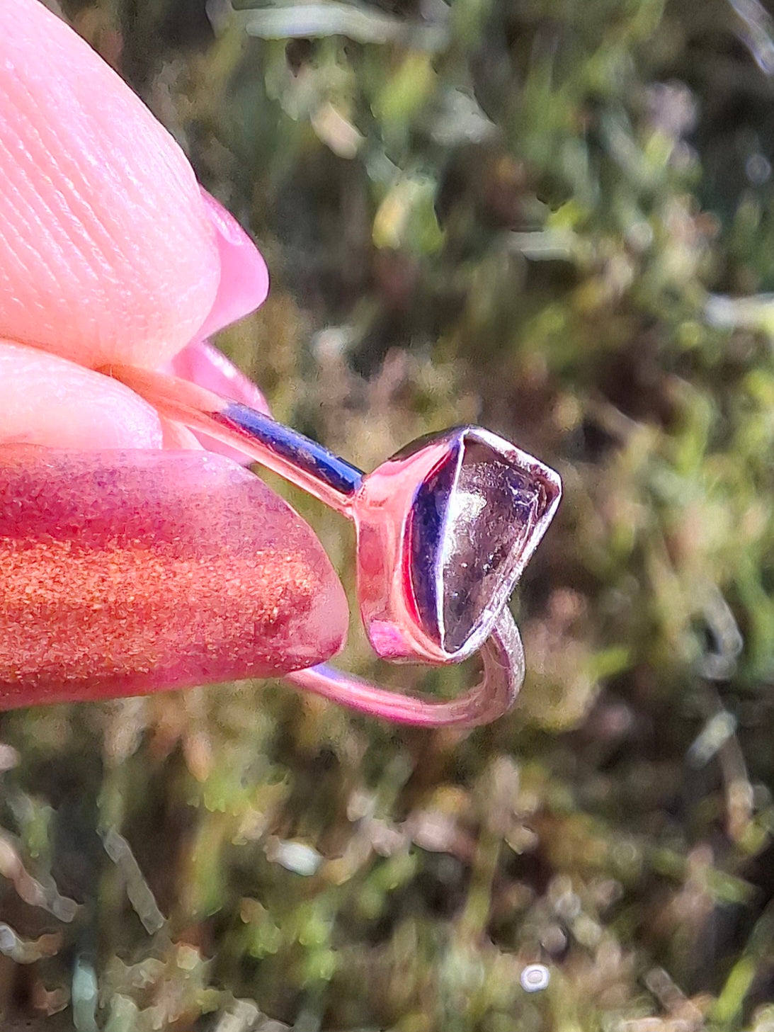 Moldavite Ring, size small L, 925 Silver, Tektite (Ref: R62)