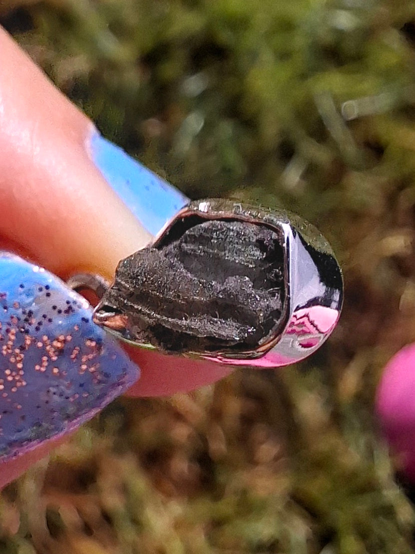 Moldavite Pendant, 925 Silver, Tektite (Ref: P47)