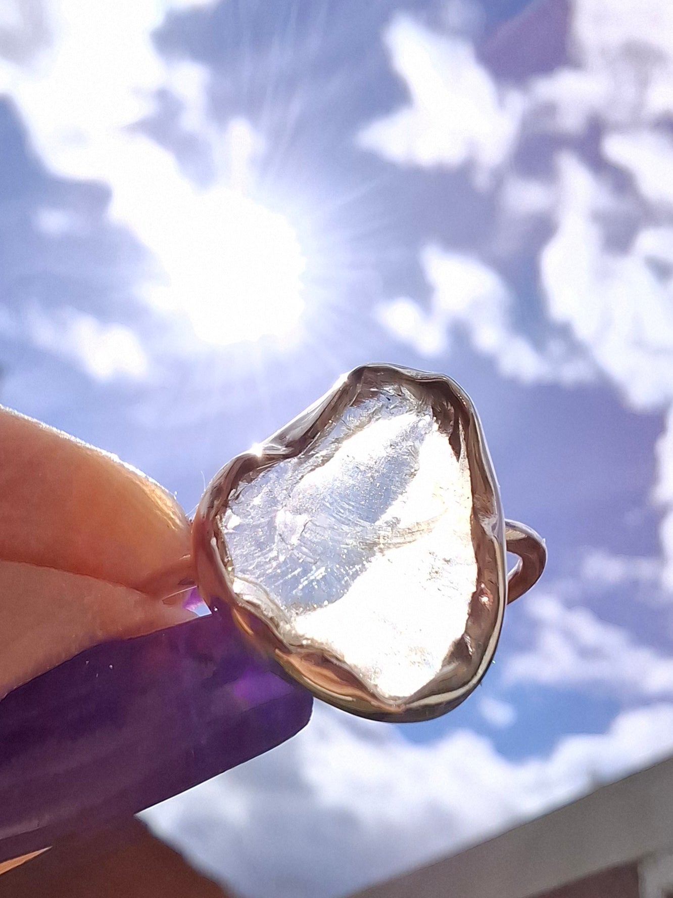 Libyan Desert Glass Ring, size large P, 925 Silver, Tektite (Ref: LR32)
