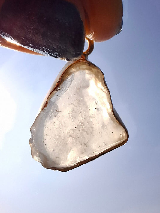Libyan Desert Glass Pendant, 14K GOLD Plated, Tektite (Ref: LP121)