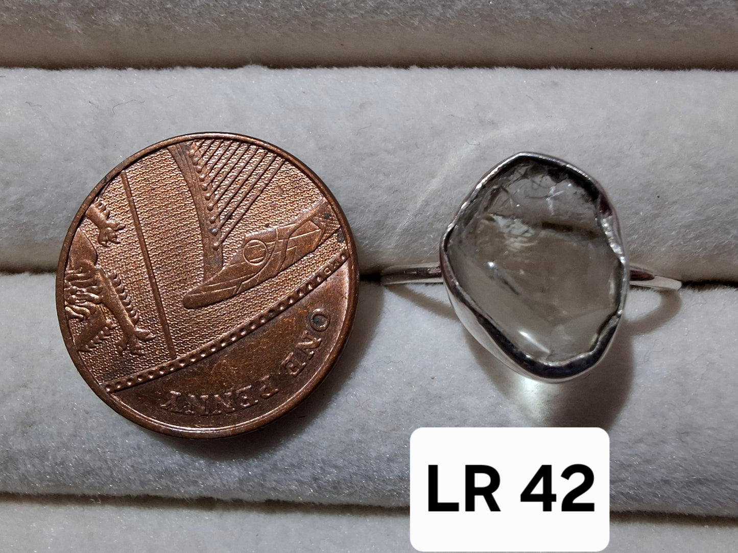 Libyan Desert Glass Ring, size large R/small S, 925 Silver, Tektite (Ref: LR42)