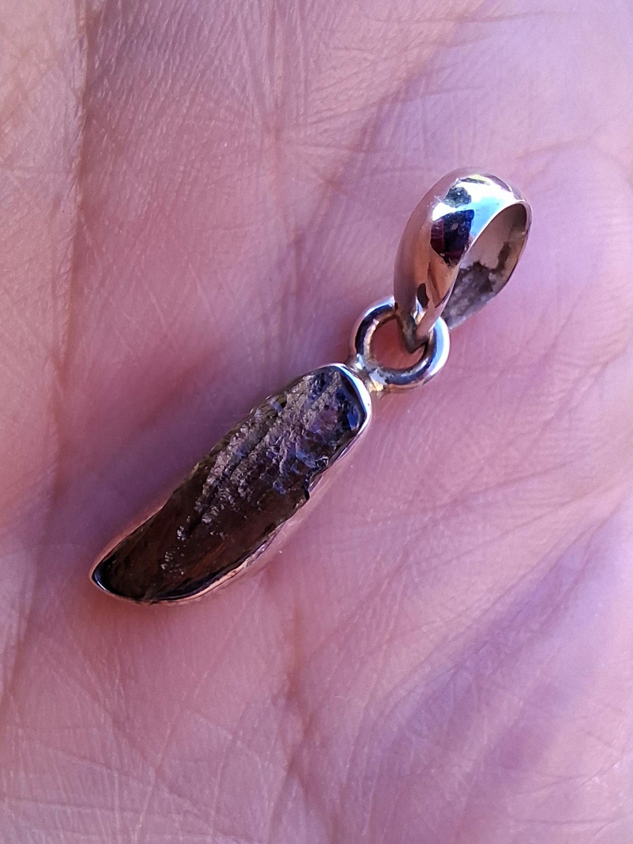 Moldavite Pendant, 925 Silver, Tektite (Ref: P82)