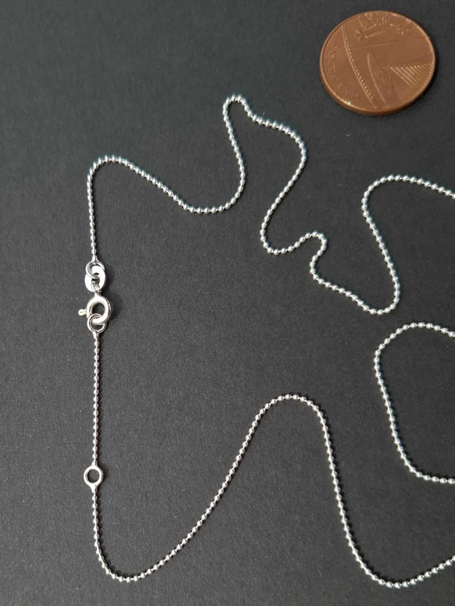 Bead Round, 1.0mm, 18 inch, 925 Silver CHAIN (Ref chain-3)