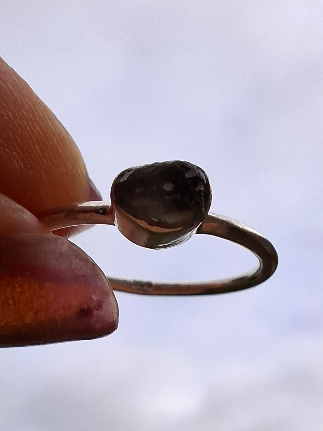 Moldavite Ring, size large M/small N, 925 Silver, Tektite (Ref: R40)