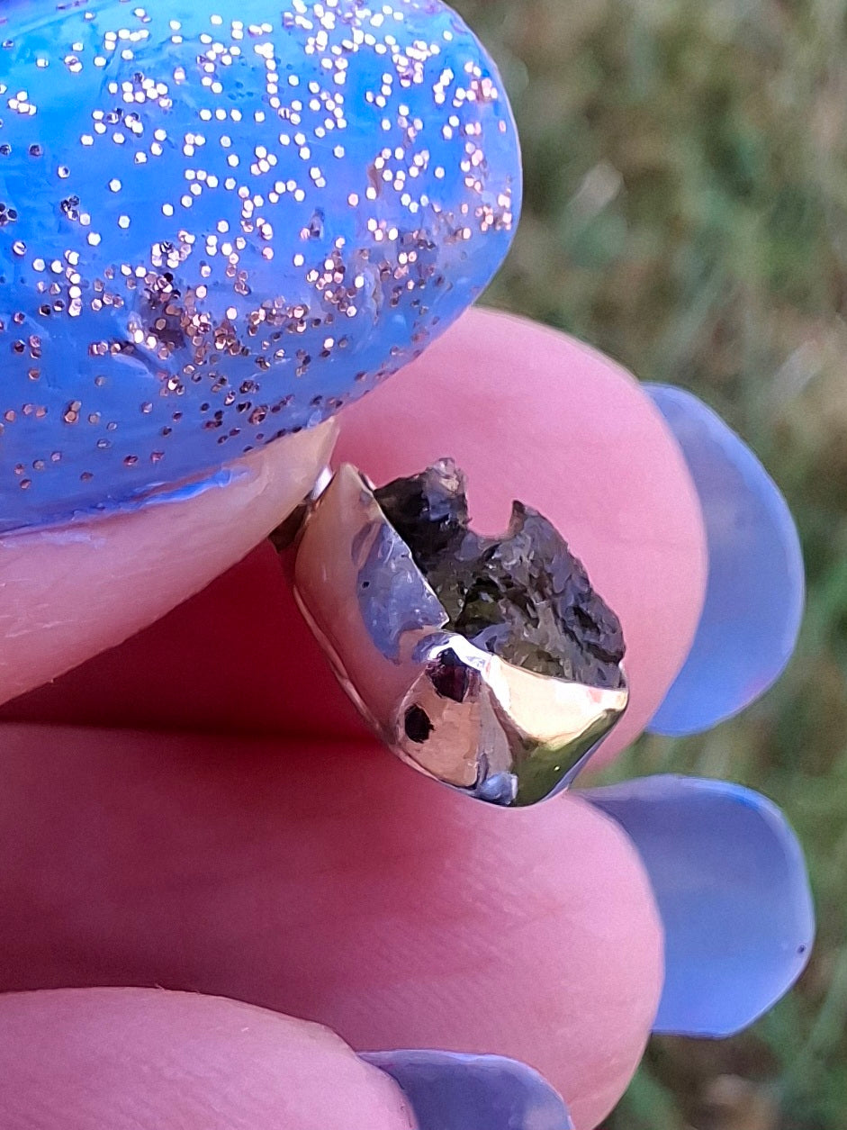 Moldavite Pendant, 925 Silver, Tektite (Ref: P37)