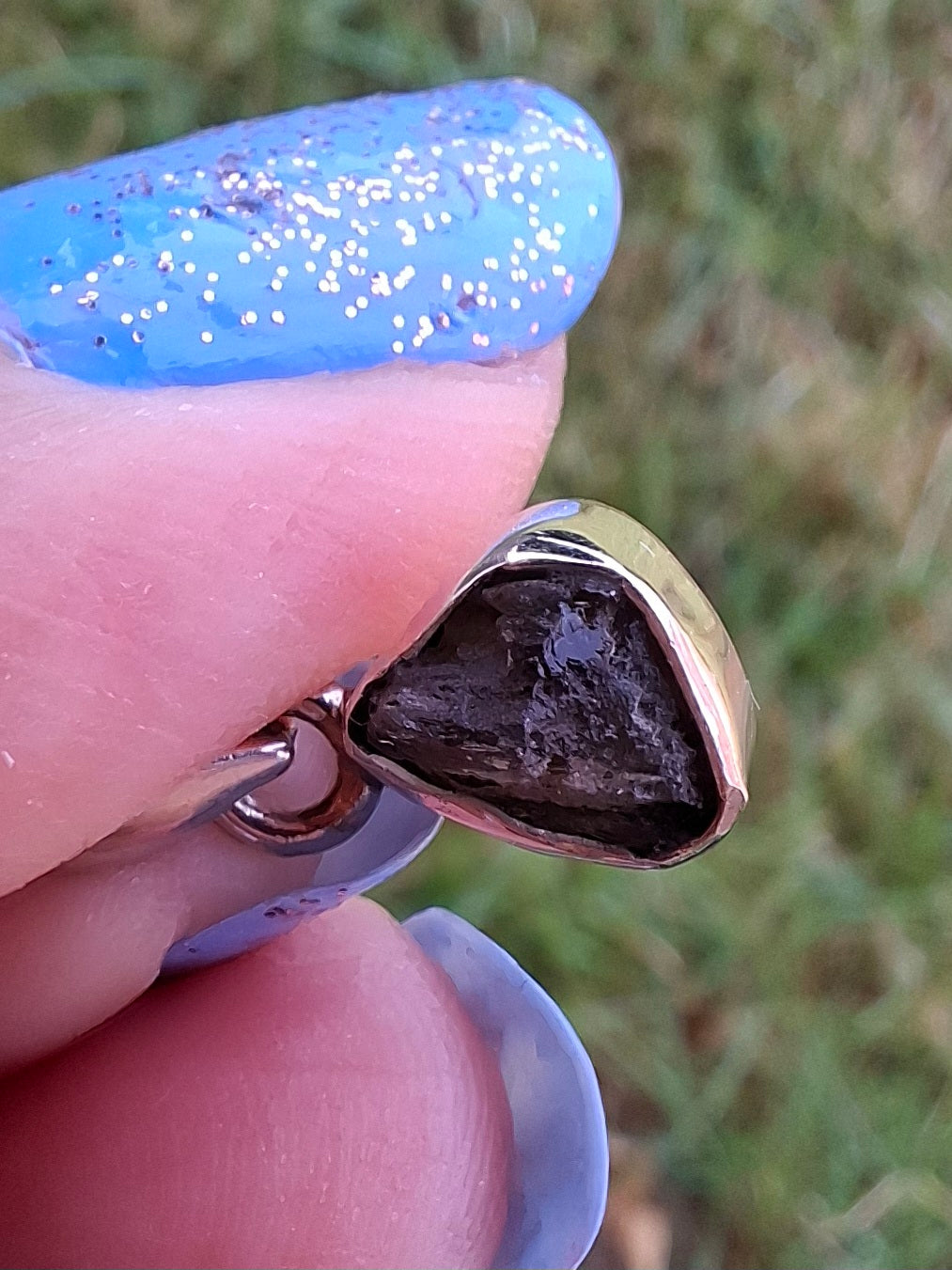 Moldavite Pendant, 925 Silver, Tektite (Ref: P57)