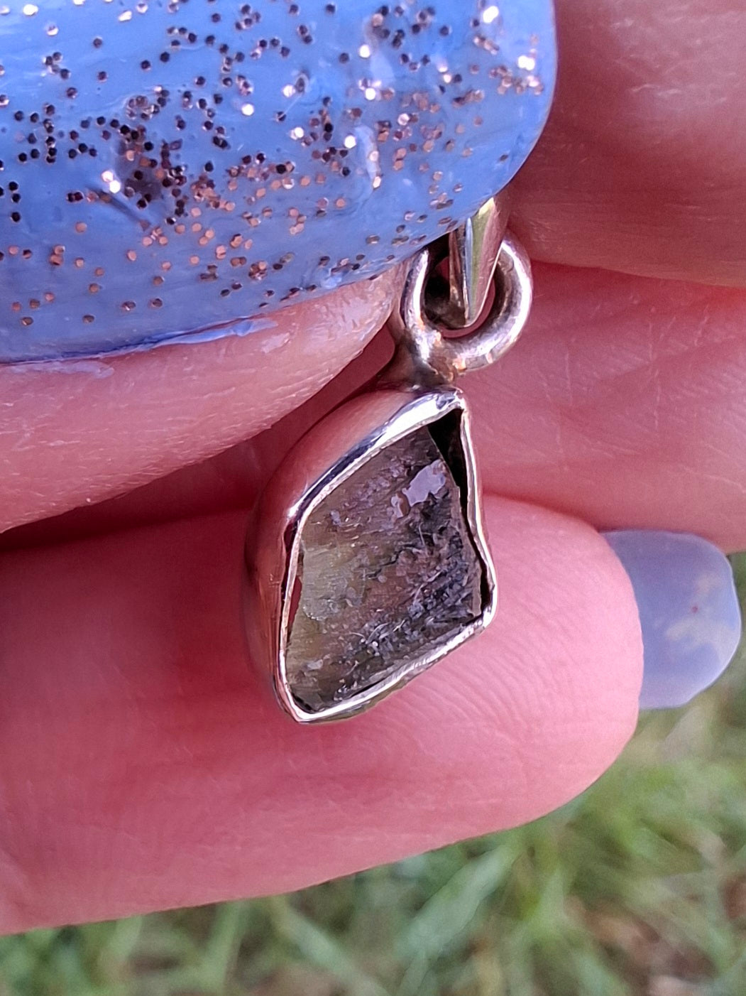 Moldavite Pendant, 925 Silver, Tektite (Ref: P52)