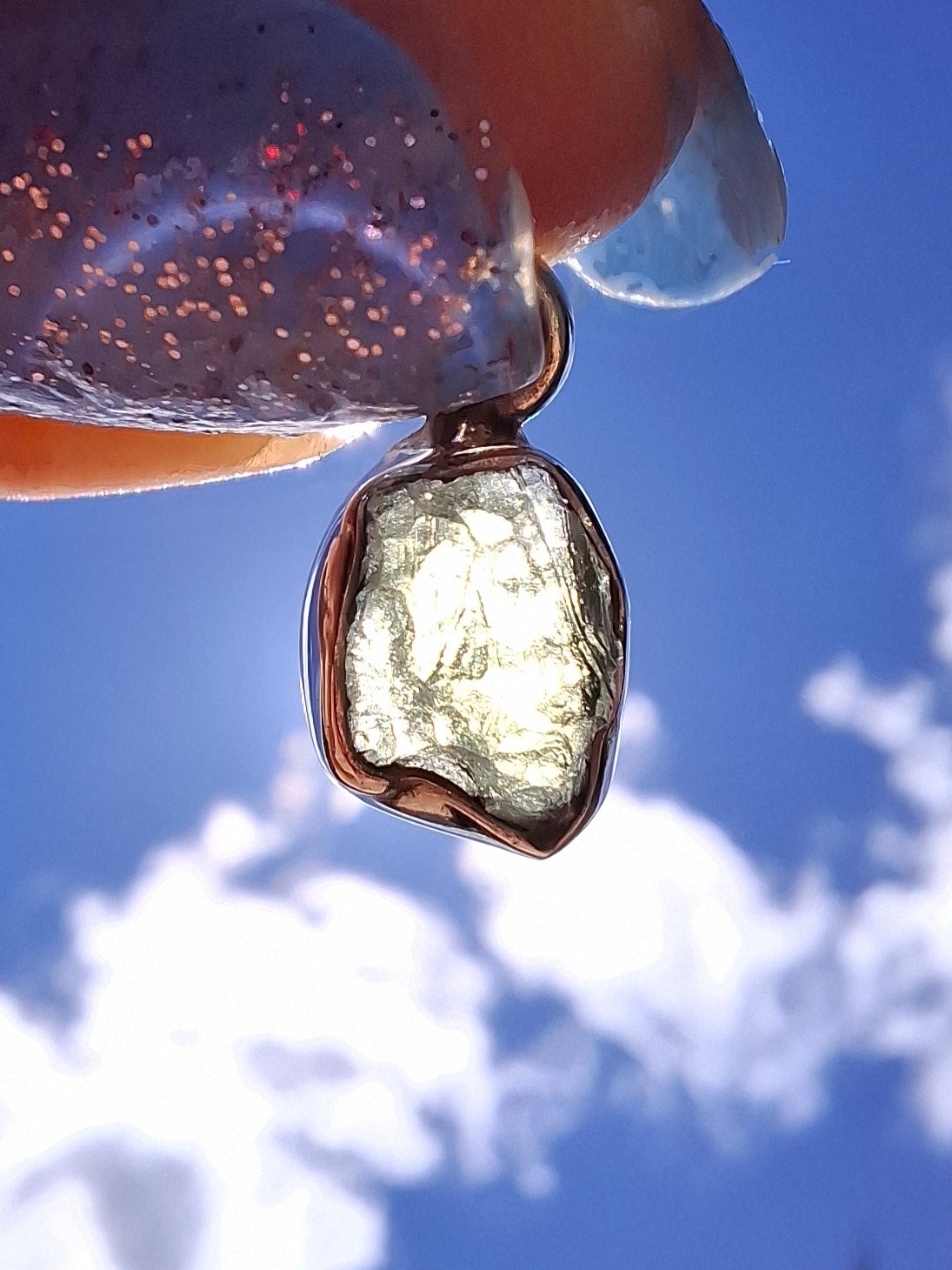 Moldavite Pendant, 925 Silver, Tektite (Ref: P86)