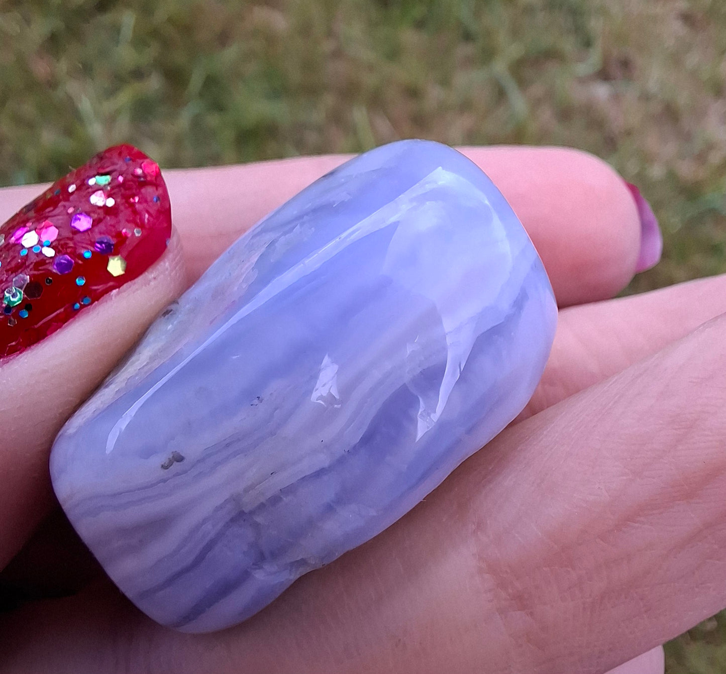 Blue Lace Agate, Tumble Stone, Crystal (Ref: T142)