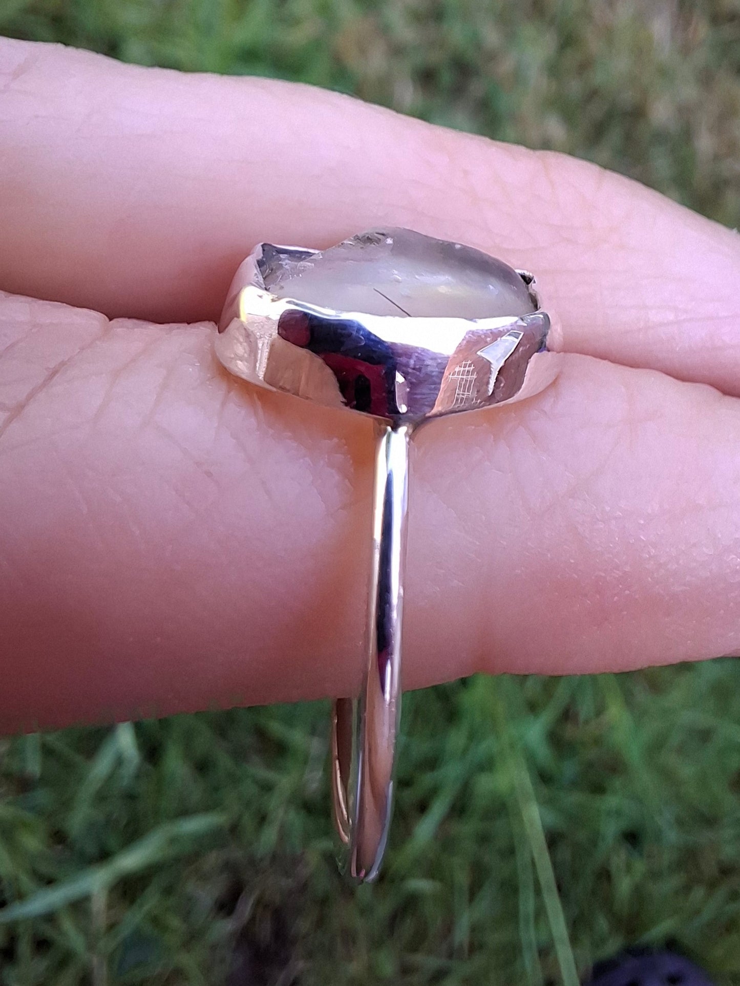 Libyan Desert Glass Ring, size large U, 925 Silver, Tektite (Ref: LR53)