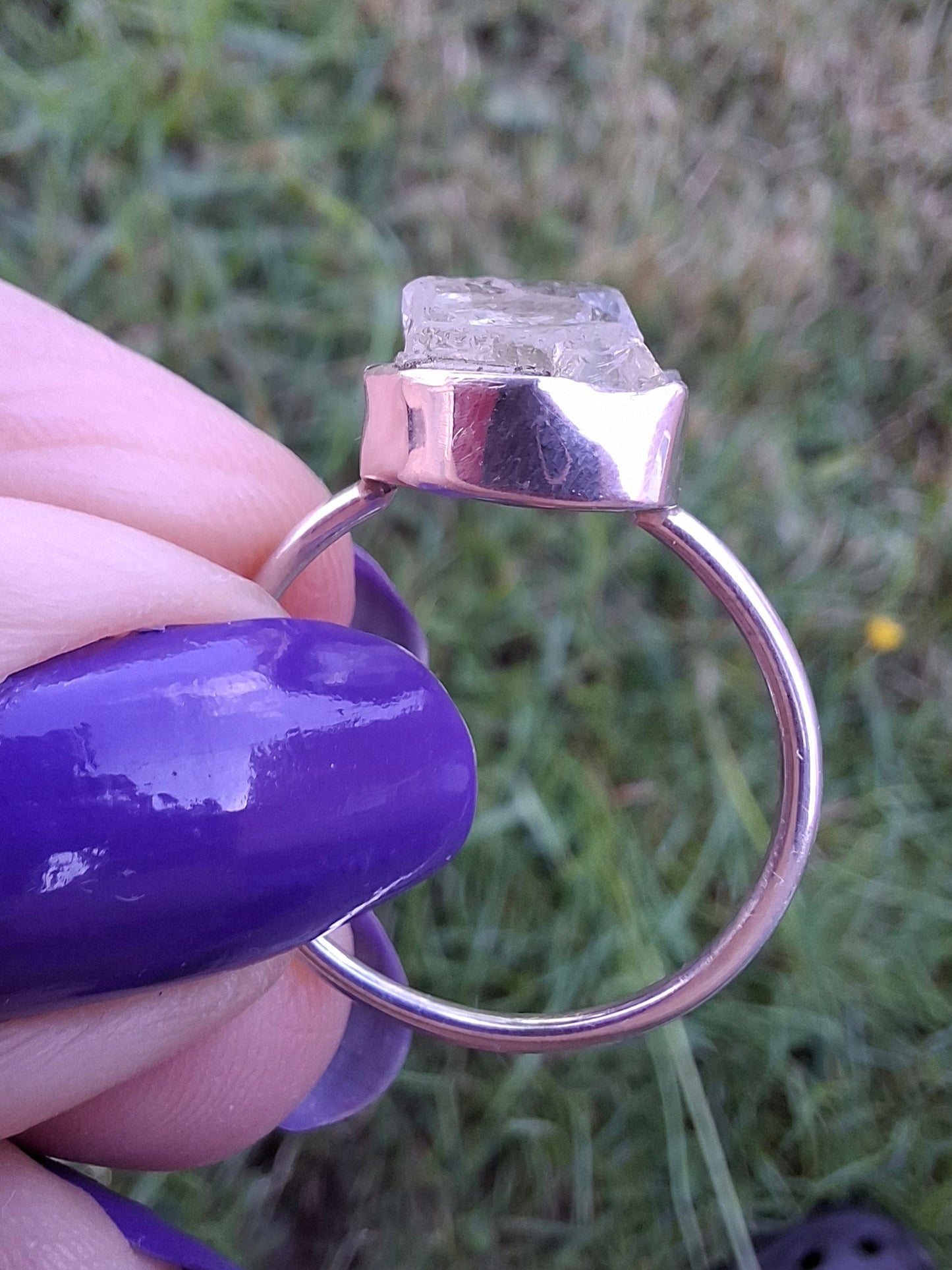 Libyan Desert Glass Ring, size large R/small S, 925 Silver, Tektite (Ref: LR43)