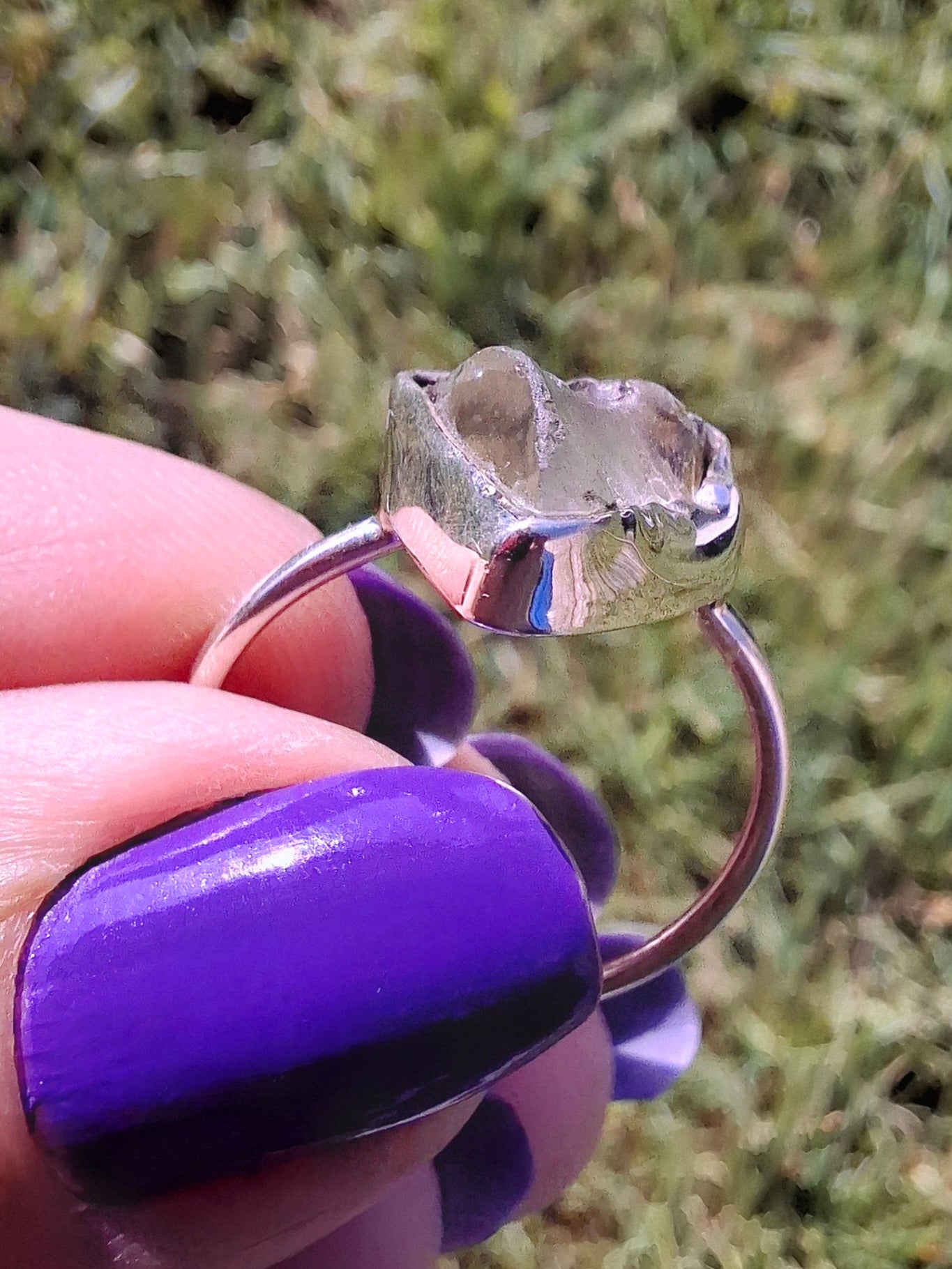 Libyan Desert Glass Ring, size U, 925 Silver, Tektite (Ref: LR52)