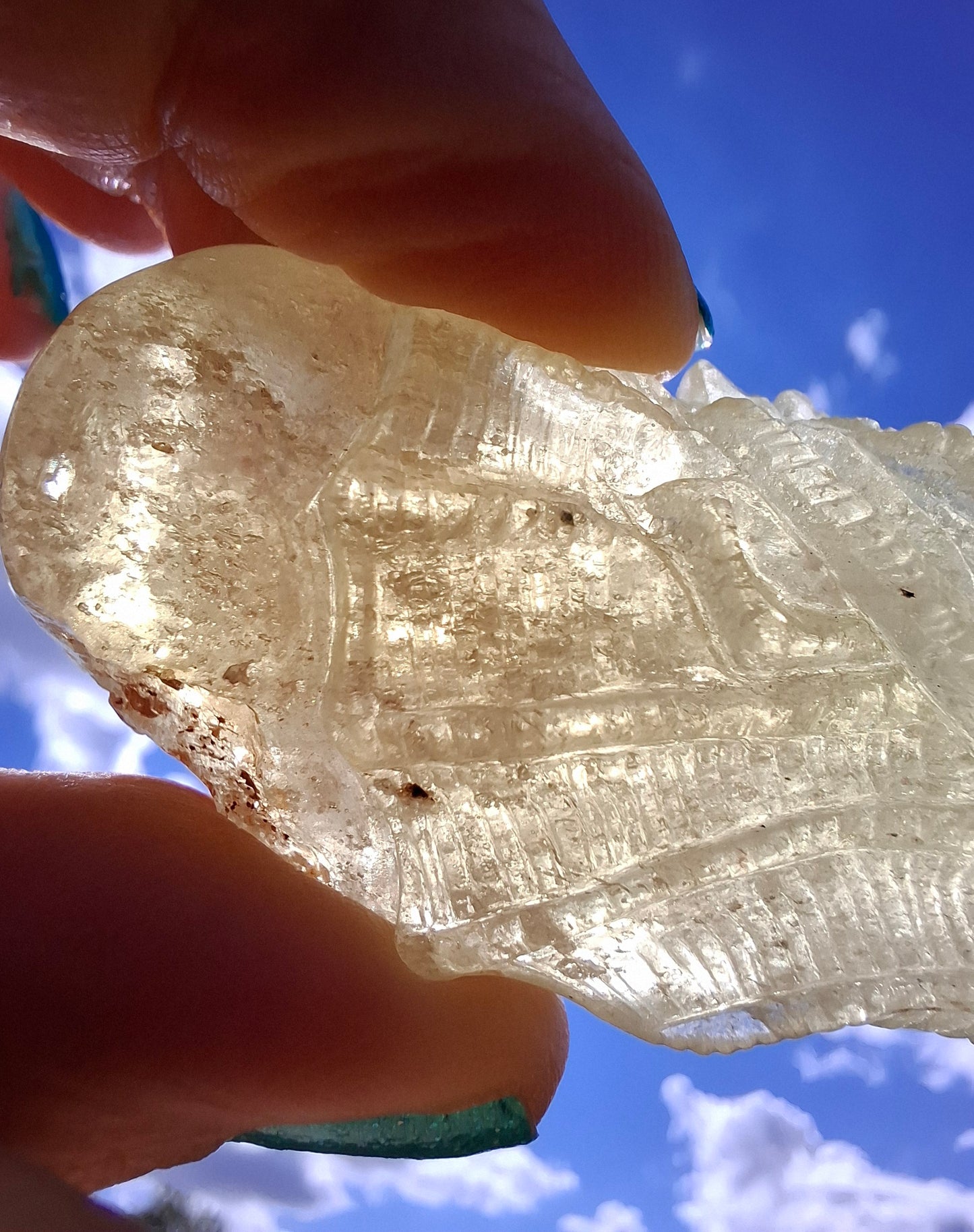 Libyan Desert Glass DRAGON HEAD carving, 48.11g, Tektite (Ref: Dragon4)