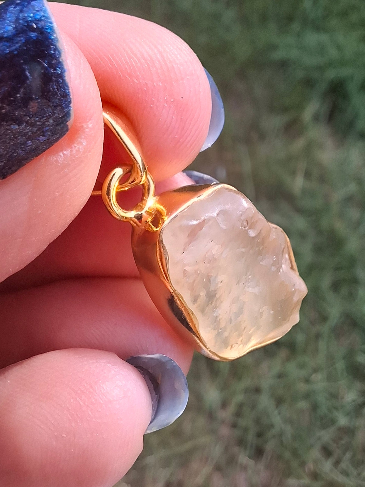 Libyan Desert Glass Pendant, 14K GOLD Plated, Tektite (Ref: LP124)