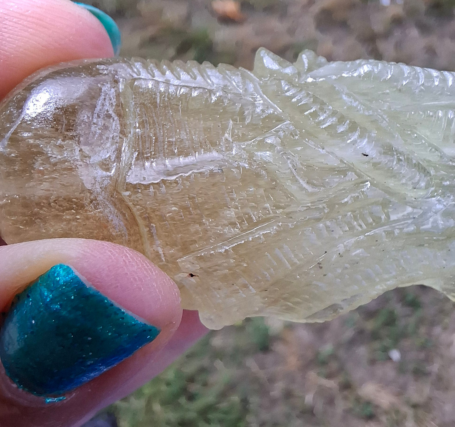 Libyan Desert Glass DRAGON HEAD carving, 48.11g, Tektite (Ref: Dragon4)