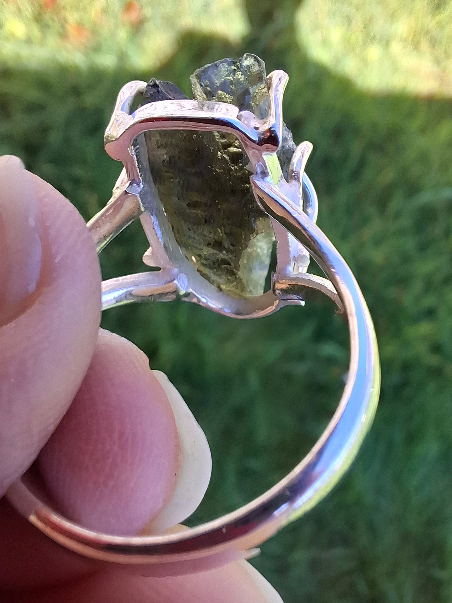 Moldavite Ring, size U, 925 Silver (Ref: R13)