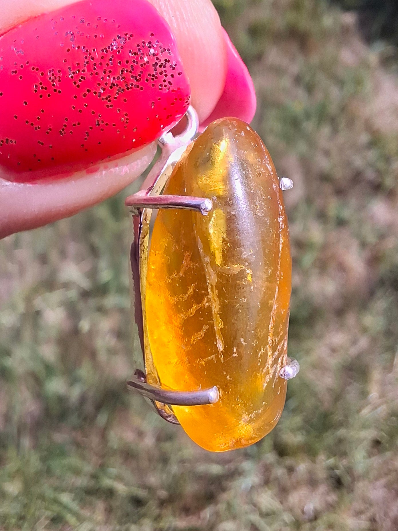Baltic Amber Pendant, 925 Silver, Fossil (Ref: AP13)