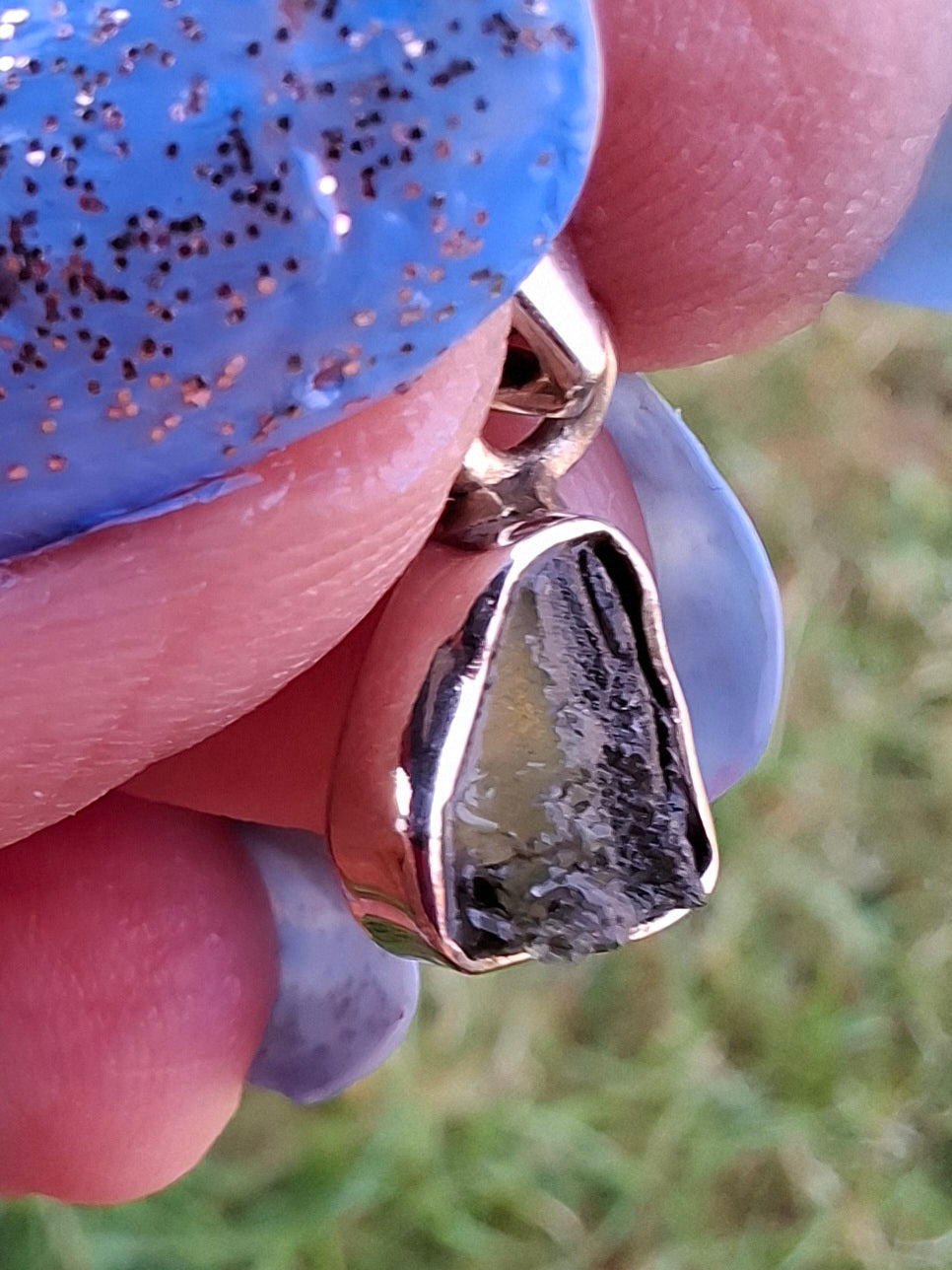 Moldavite Pendant, 925 Silver, Tektite (Ref: P55)