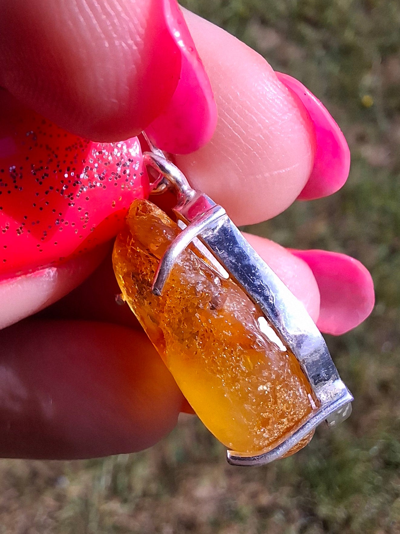 Baltic Amber Pendant, 925 Silver, Fossil (Ref: AP4)