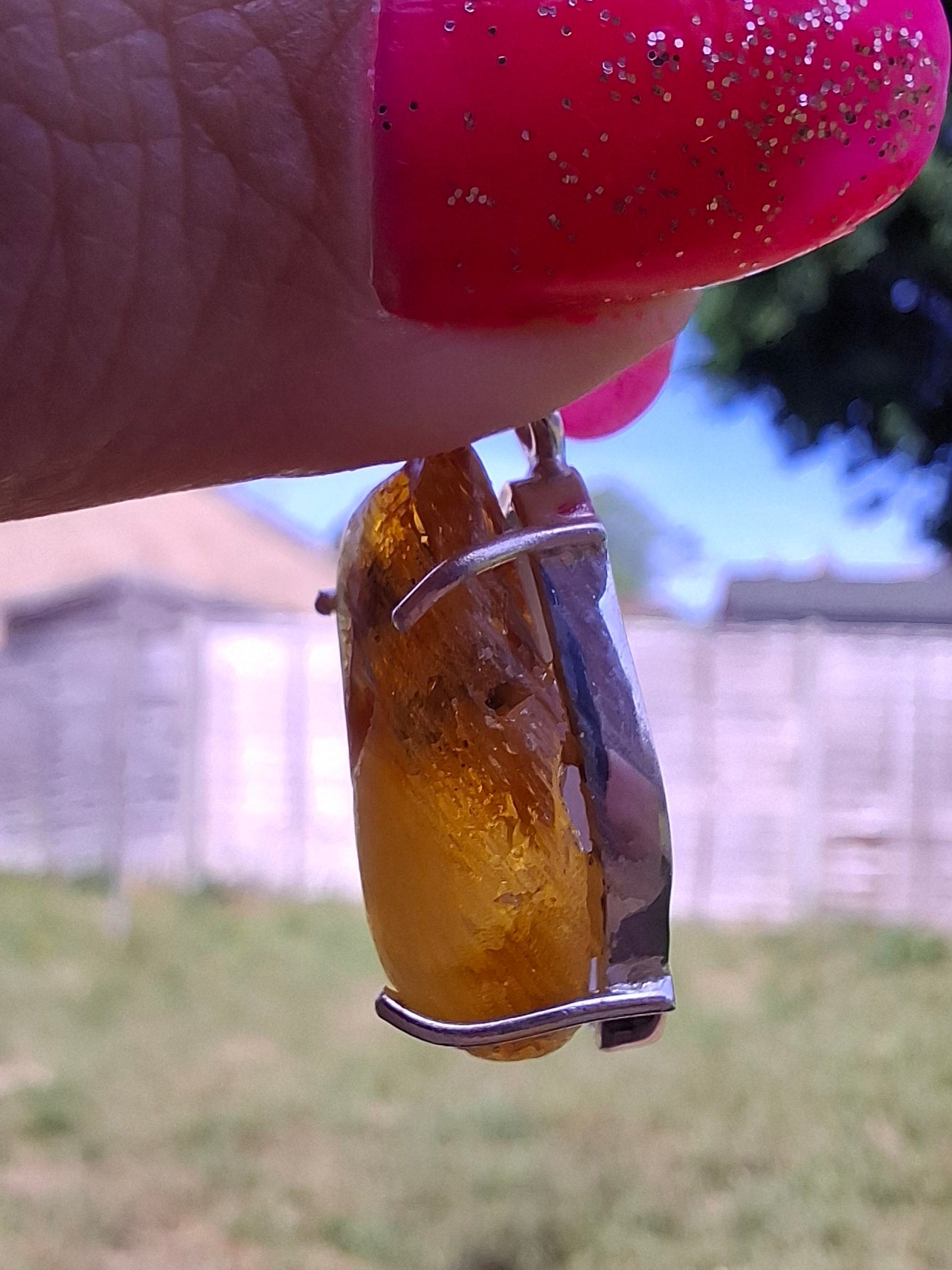 Baltic Amber Pendant, 925 Silver, Fossil (Ref: AP4)