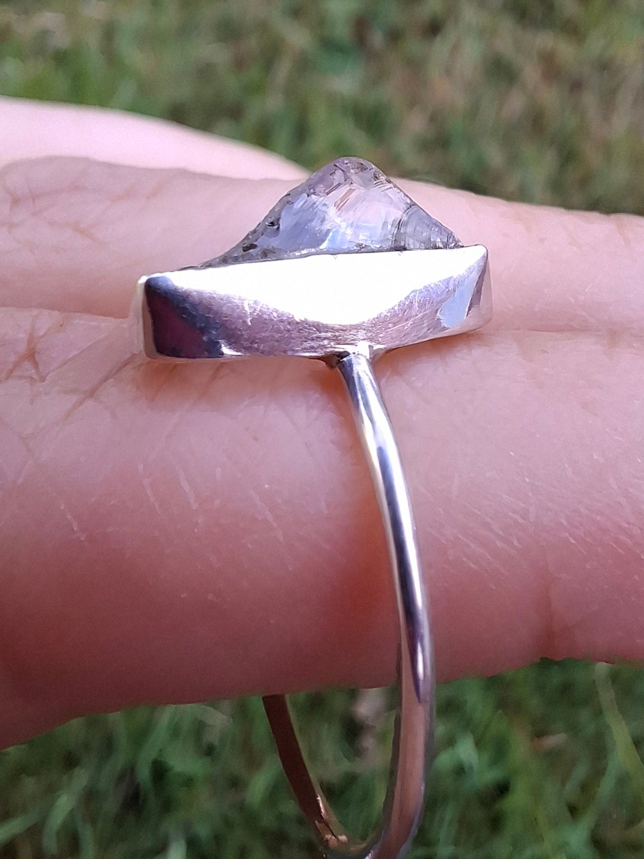 Libyan Desert Glass Ring, size W, 925 Silver, Tektite (Ref: LR61)