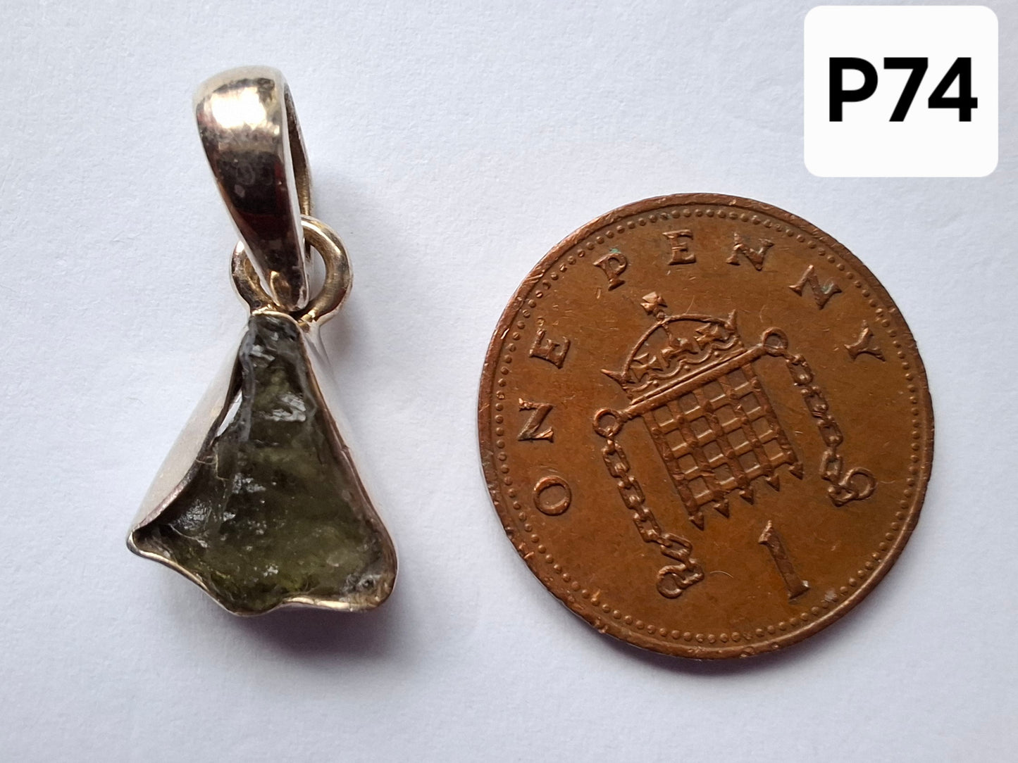 Moldavite Pendant, 925 Silver, Tektite (Ref: P74)