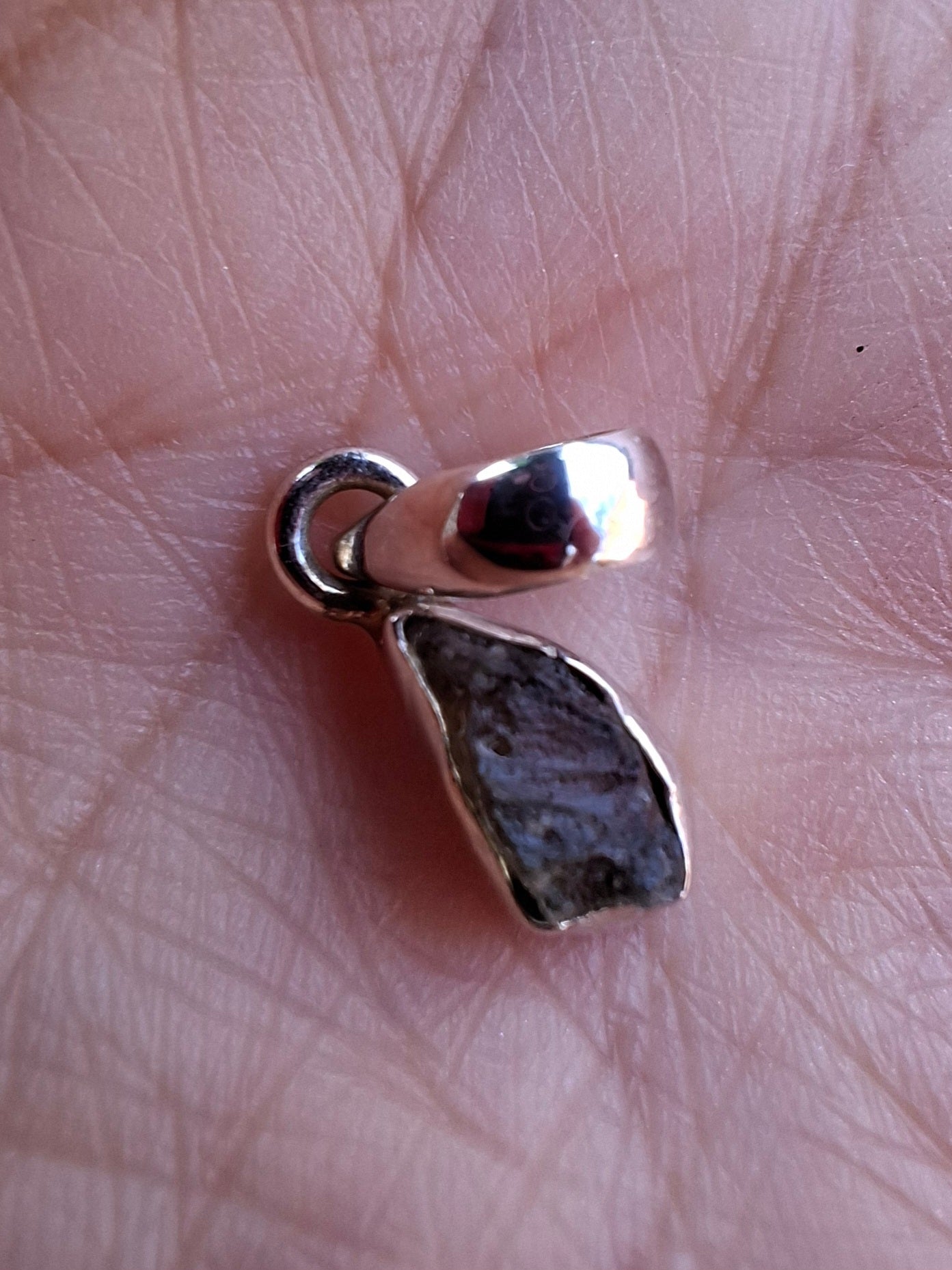 Moldavite Pendant, 925 Silver, Tektite (Ref: P32)