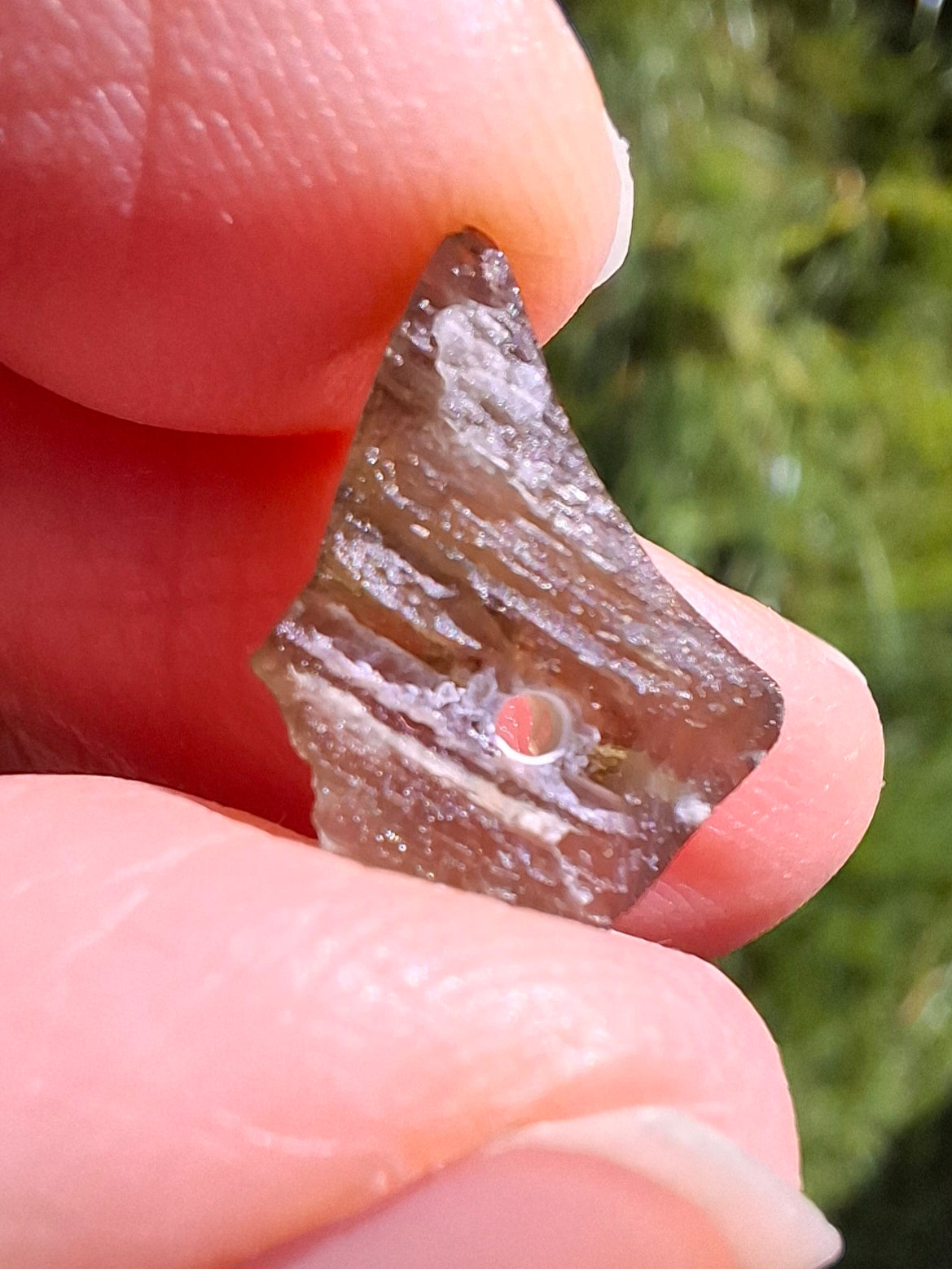 DRILLED, Moldavite Piece, 0.80g, Tektite (Ref: D24)