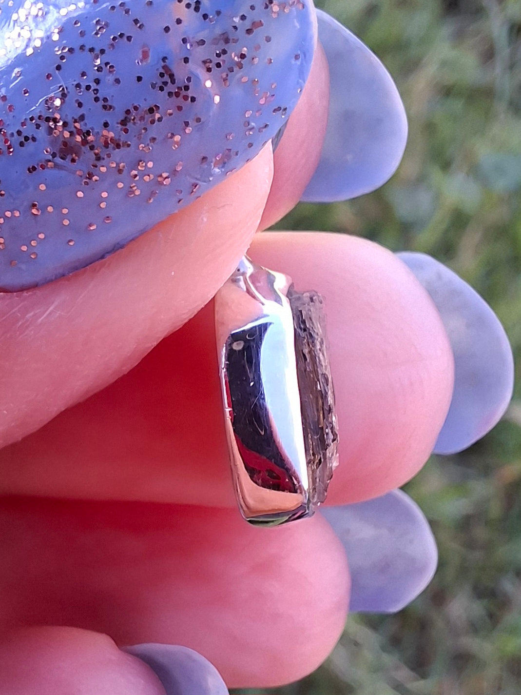 Moldavite Pendant, 925 Silver, Tektite (Ref: P91)